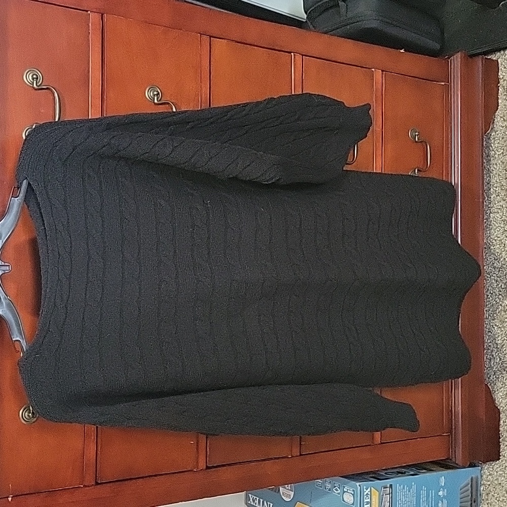 Black cable knit sweater dress